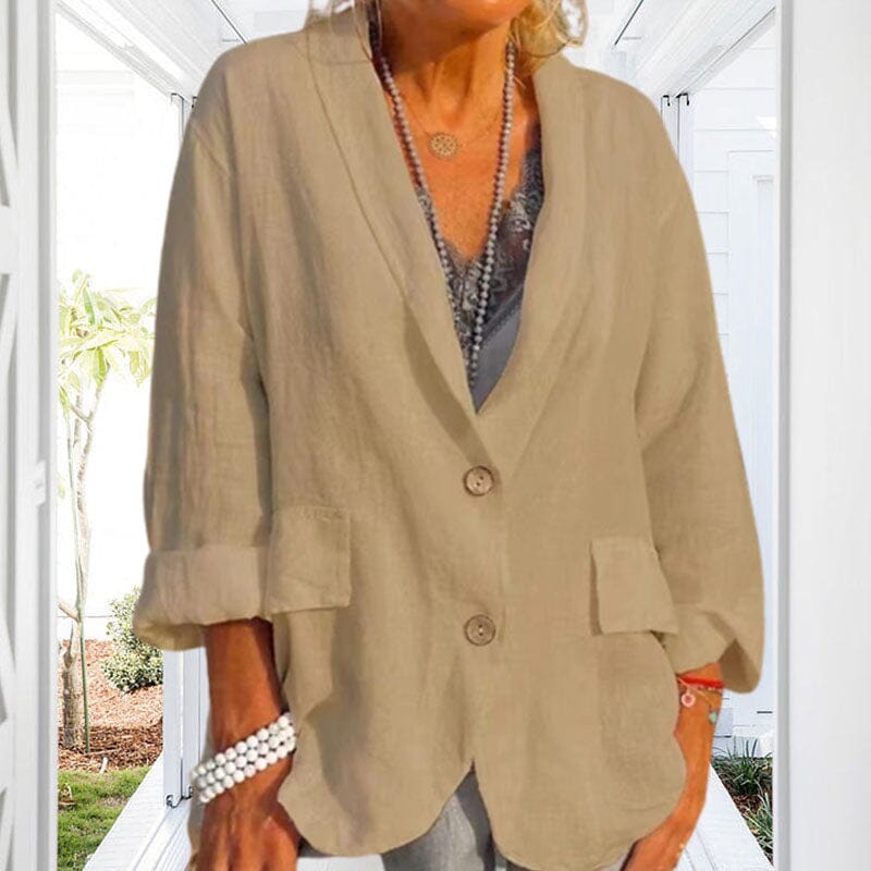 Women Summer Solid Color Cotton And Linen Jacket