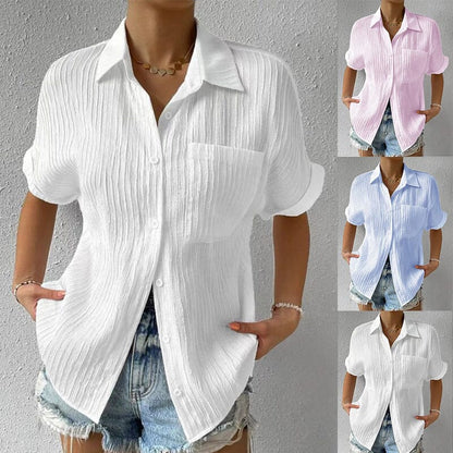 Lady Comfortable Plain Shirt With Pockets