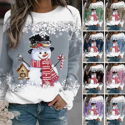 Multicolor Snowman Print Christmas Sweatshirt