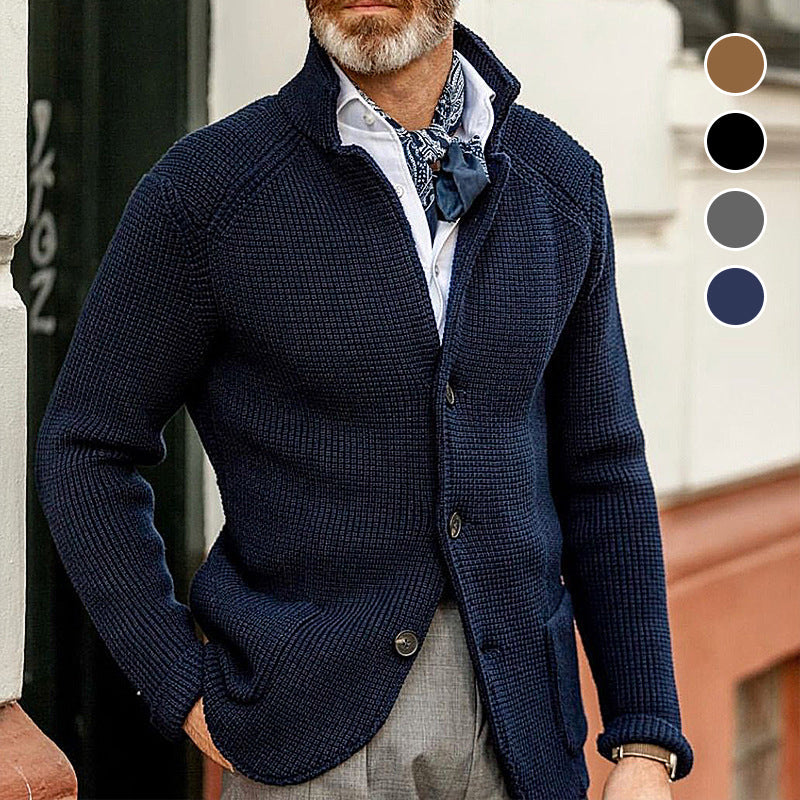 Men's Stand Collar Knitted Coat